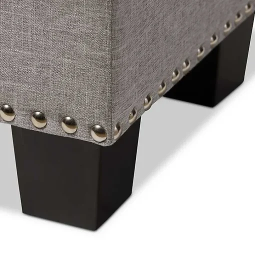 Taupe Button-Tufted Upholstered Storage Bench
