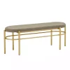 Taupe Upholstered Gold Metal Leg Bench