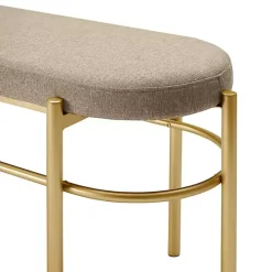 Taupe Upholstered Gold Metal Leg Bench