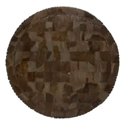 Teak Wood Drum Accent Table