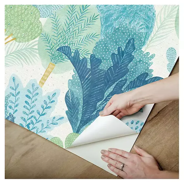 Teal Bohoemian Jungle Peel & Stick Wallpaper