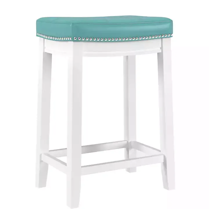 Teal Faux Leather Claridge Counter Stool
