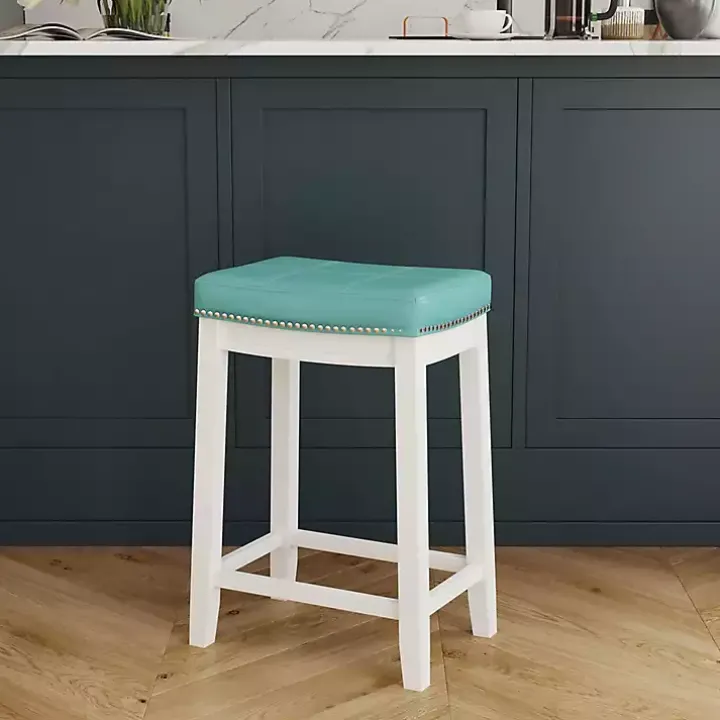 Teal Faux Leather Claridge Counter Stool