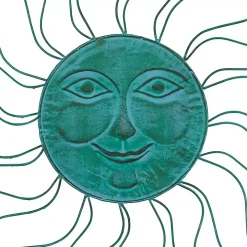 Teal Metal Sun Face Wall Plaque