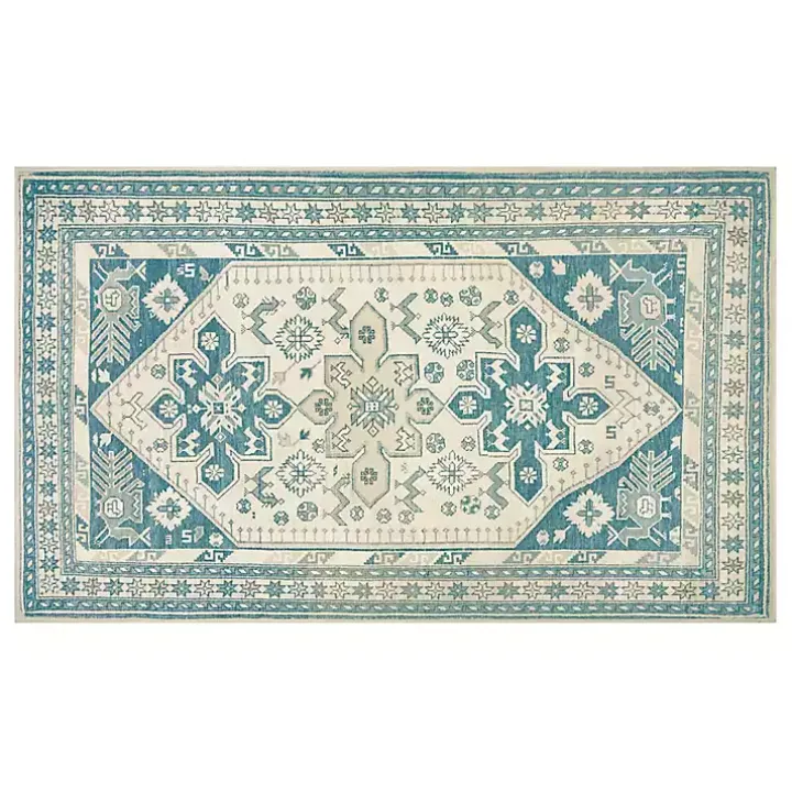 Teal Seraz Washable Area Rug, 3x5