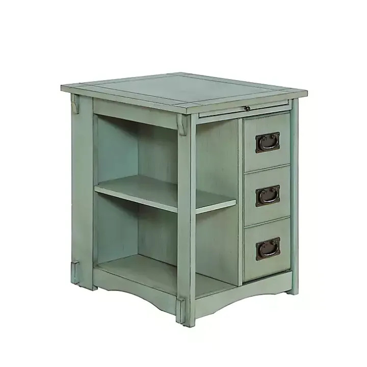 Teal Wood Parnell Storage Accent Table