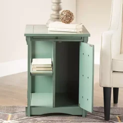 Teal Wood Parnell Storage Accent Table
