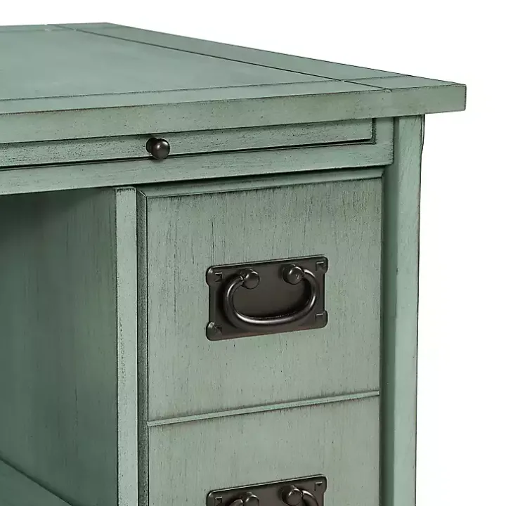 Teal Wood Parnell Storage Accent Table