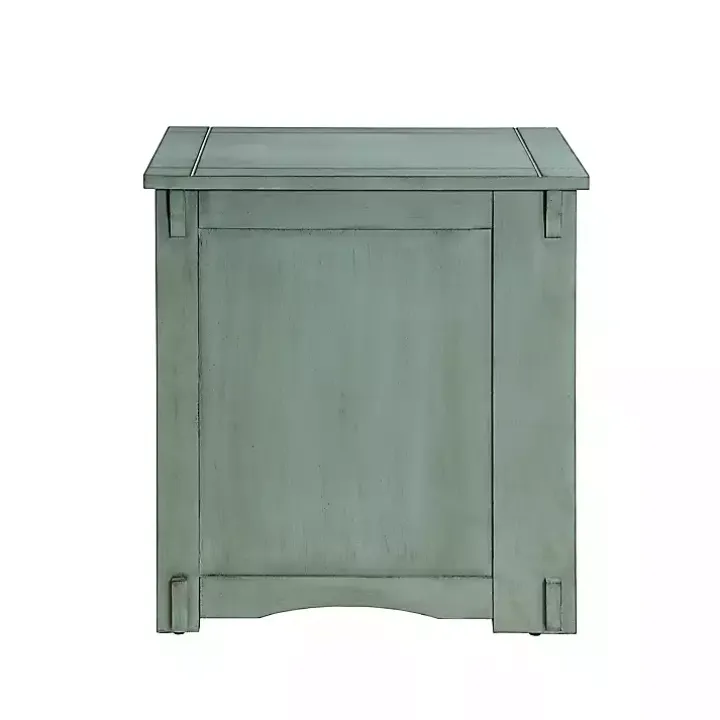 Teal Wood Parnell Storage Accent Table