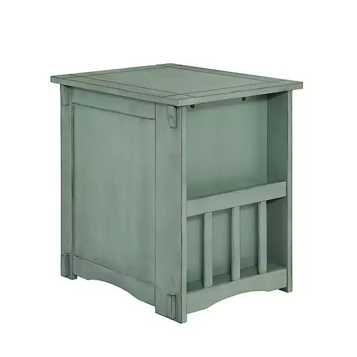 Teal Wood Parnell Storage Accent Table