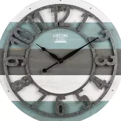 Teal Wood Plank Wall Clock