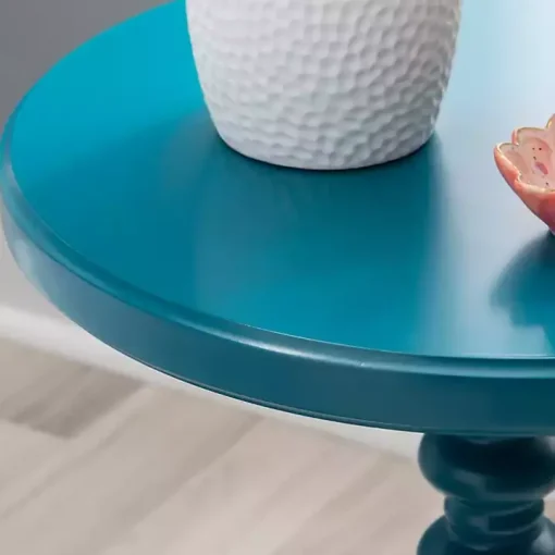 Teal Wood Spindle Side Table