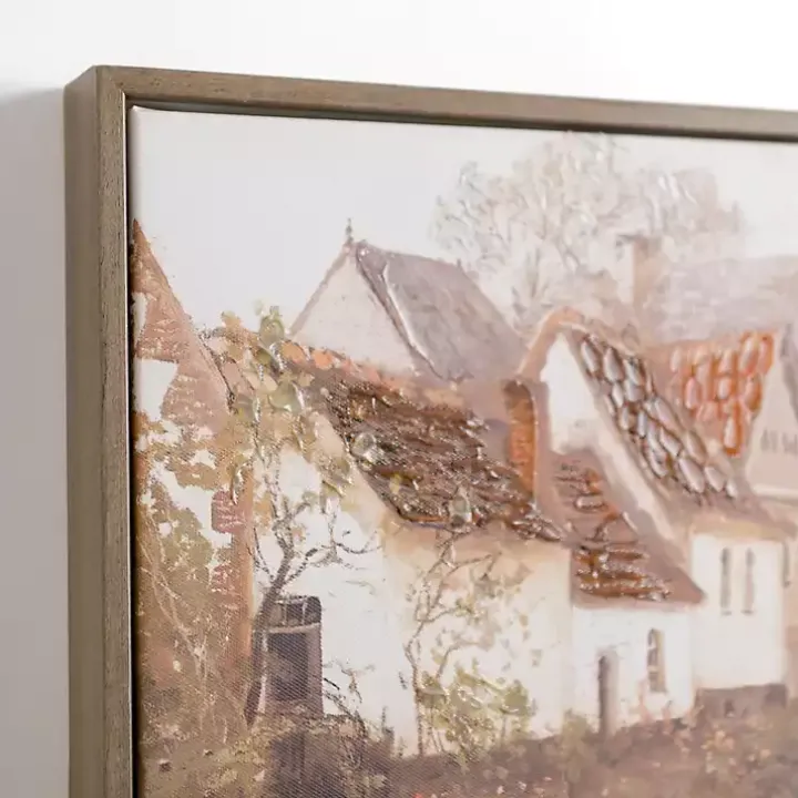 Town with Bridge Framed Canvas Art Print