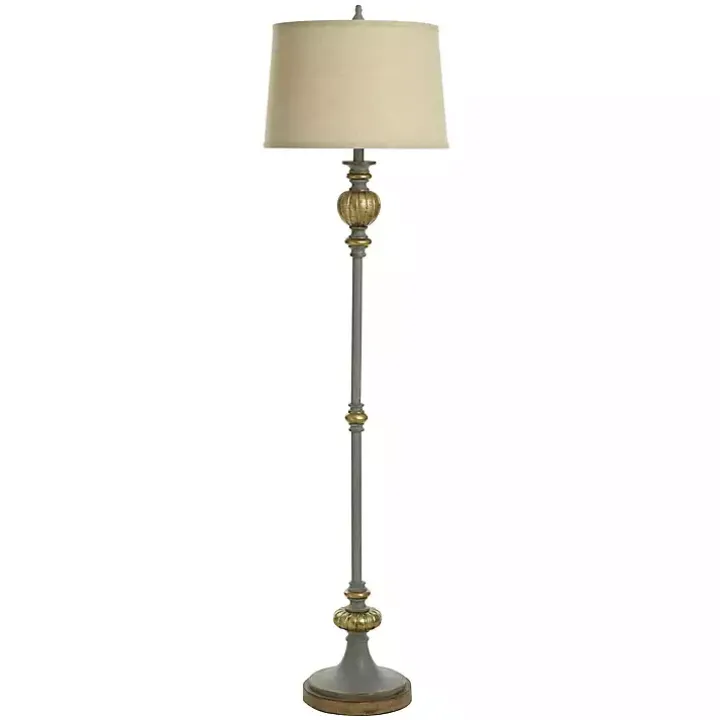 Traditional Gray and Aged Gold Floor Lamp