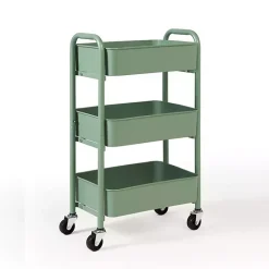 Turquoise Metal 3-Tier Organizer Storage Cart