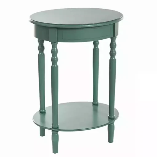 Turquoise Wood Oval Emily Accent Table