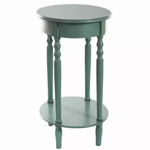 Turquoise Wood Oval Emily Accent Table