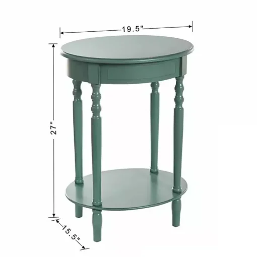Turquoise Wood Oval Emily Accent Table