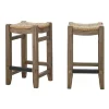 Twisted Seagrass and Wood Counter Stools, Set of 2