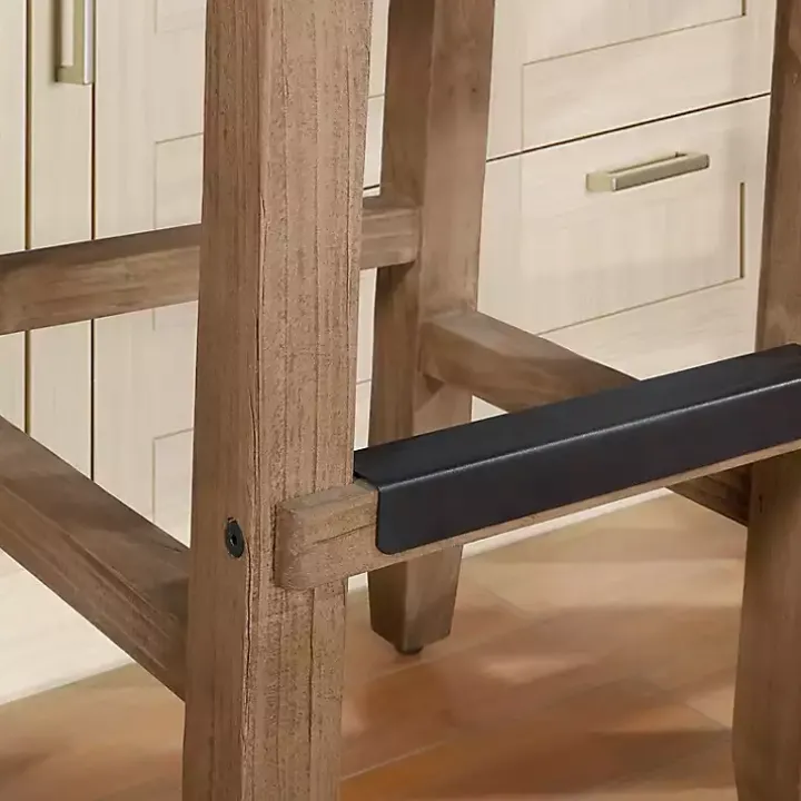 Twisted Seagrass and Wood Counter Stools, Set of 2