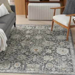 Vintage Charcoal Oushak Area Rug, 5x7