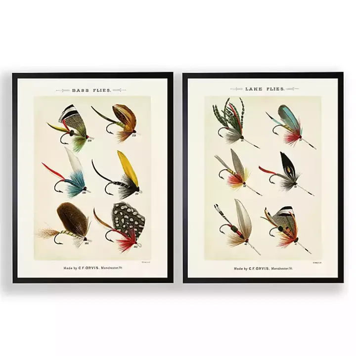 Vintage Fishing Lures Framed Art Prints, Set of 2