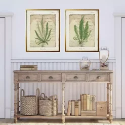 Vintage Green Ferns Framed Art Prints, Set of 2
