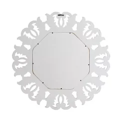 Vintage White Carved Octagon Wall Mirror