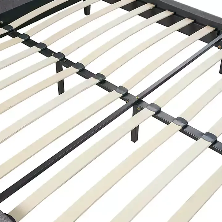 Viv Charcoal Diamond Tufted Queen Bed Frame