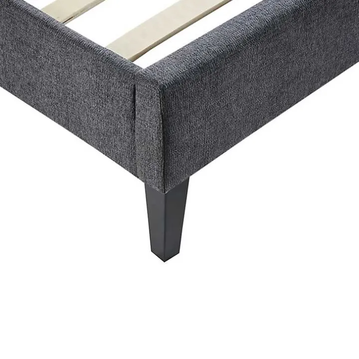 Viv Charcoal Diamond Tufted Queen Bed Frame