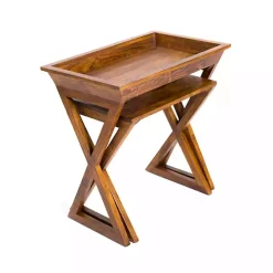 Walnut Acacia Wood 2-pc. End Table Set