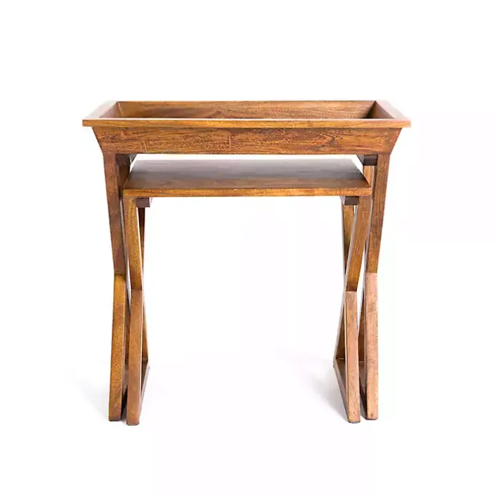 Walnut Acacia Wood 2-pc. End Table Set