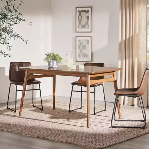 Walnut Ash Wood Mid-Century Modern Dining Table