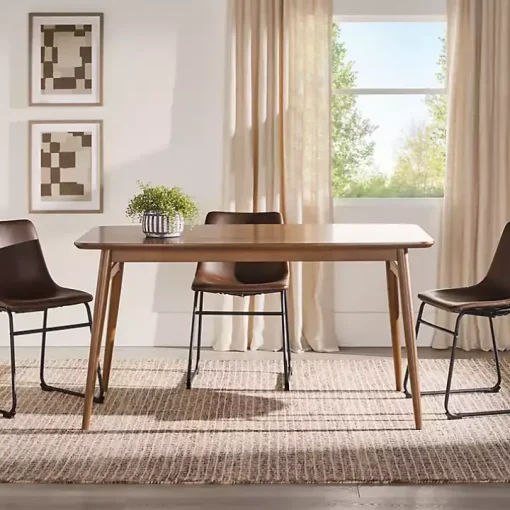 Walnut Ash Wood Mid-Century Modern Dining Table