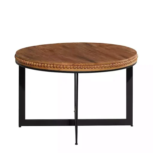 Walnut Beaded Industrial Coffee Table