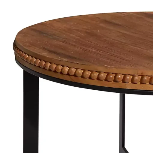 Walnut Beaded Industrial Coffee Table
