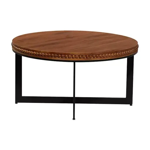 Walnut Beaded Industrial Coffee Table