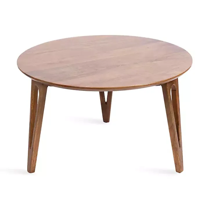 Walnut Brown Mango Wood Round Kershaw Coffee Table