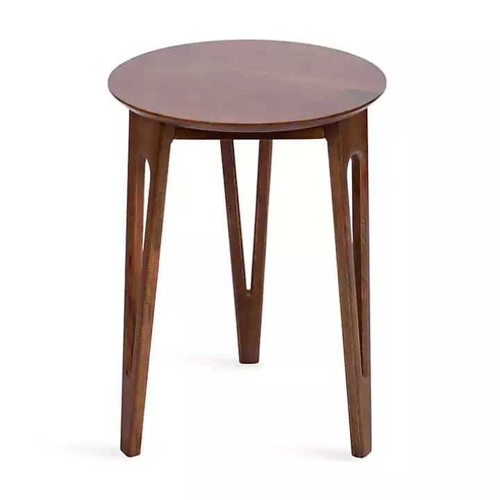 Walnut Brown Mango Wood Round Kershaw Accent Table