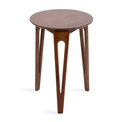 Walnut Brown Mango Wood Round Kershaw Accent Table