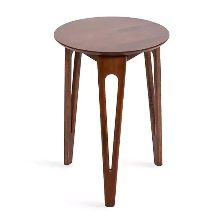 Walnut Brown Mango Wood Round Kershaw Accent Table