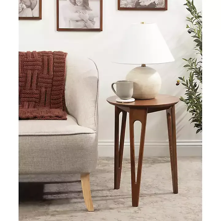 Walnut Brown Mango Wood Round Kershaw Accent Table