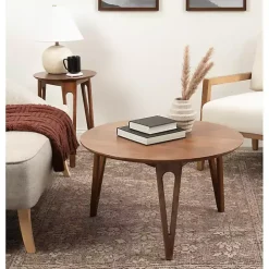 Walnut Brown Mango Wood Round Kershaw Coffee Table