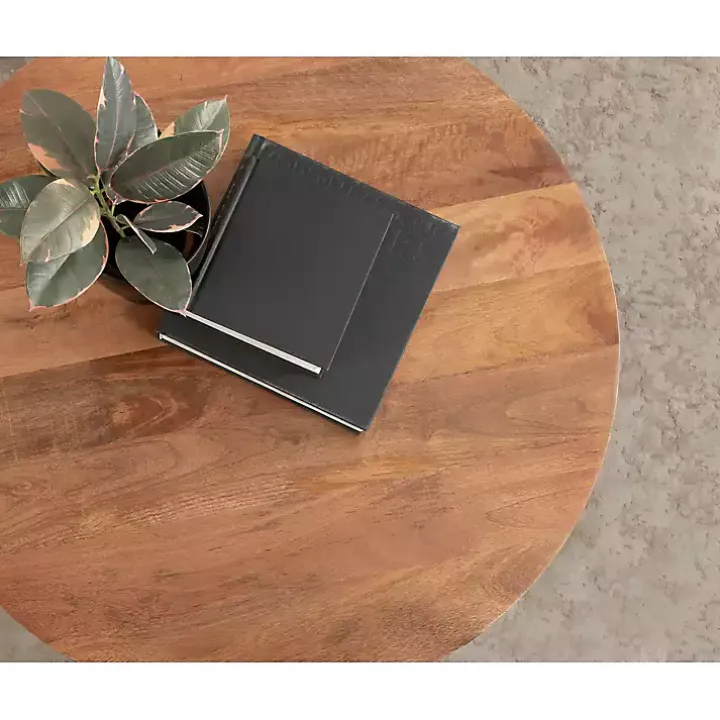 Walnut Brown Mango Wood Round Kershaw Coffee Table