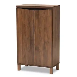 Walnut Brown Slim Shoe Storage Cabinet