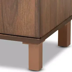 Walnut Brown Slim Shoe Storage Cabinet