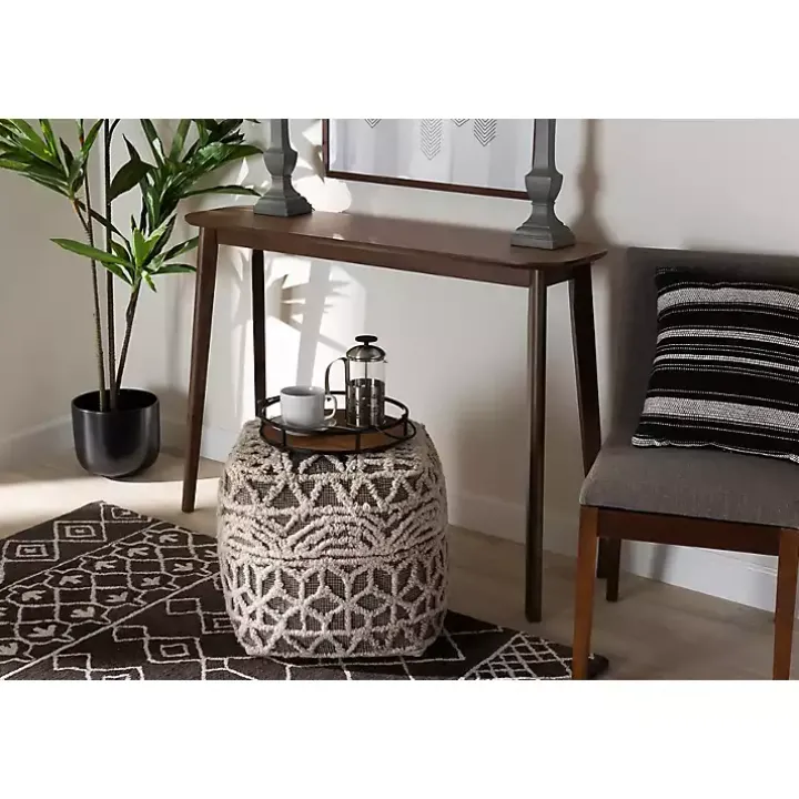 Walnut Brown Wood Frame Splayed Legs Console