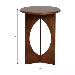 Walnut Cut-Out Round Accent Table