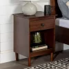 Walnut One-Drawer Wood Nightstand