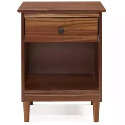Walnut One-Drawer Wood Nightstand
